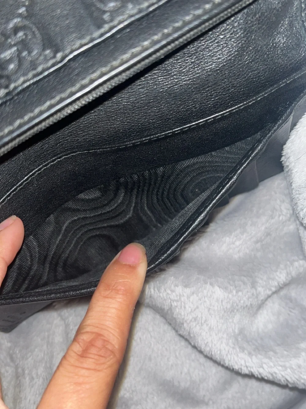 Gucci Black Embossed GG Continental Wallet & comes w/ 1 free mini red GG wallet
